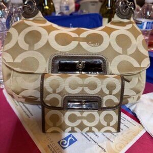 NWT Coach Purse & Wallet Set | Signature Canvas Khaki/Brown | Mental Health Sch